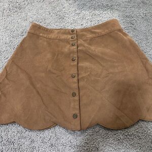 Forever 21 Brown Scalloped Skater Skirt